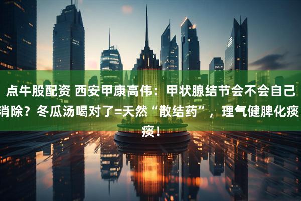 点牛股配资 西安甲康高伟：甲状腺结节会不会自己消除？冬瓜汤喝对了=天然“散结药”，理气健脾化痰！